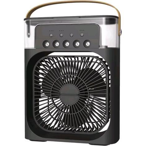 Retro-LED-Sprühventilator – Aromatherapie-Sprühfunktion – Drei Windstufen – Schwarz (1/5)