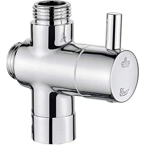 3 voie douche, laiton chromé, entrée de commutateur de douche universelle (G1/2 pouces) et 2 sorties (G3 / 4 pouces et G1/2 pouces) (1/5)