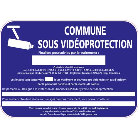 Panneau commune sous video protection (VPV004) Bretagne Classe 1 - 700 x 350 mm