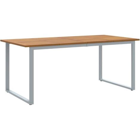 Table de Jardin en Bois d'Acacia Massif 180x90x75 cm, Gris (1/5)