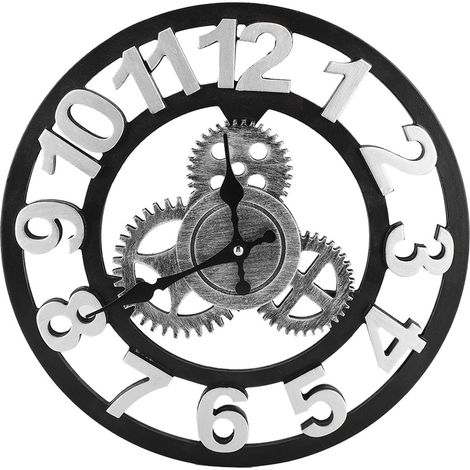 Horloge murale rétro engrenage, décoration industrielle vintage, pendentif intérieur pour chambre, accessoire maison modèle (1/5)