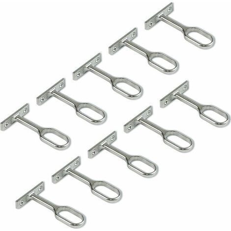 Support central pour barre de penderie ovale en nickel, lot de 10 pièces – fixation robuste et design élégant