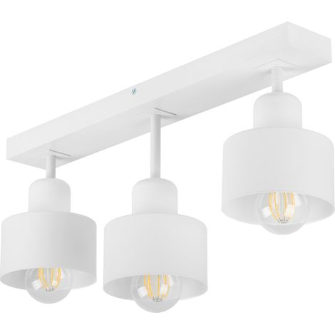 Lámpara de techo blanca de madera y metal de estilo escandinavo, 3xE27, iluminación LED moderna para salón, cocina, dormitorio, habitación infantil, loft. (1/5)
