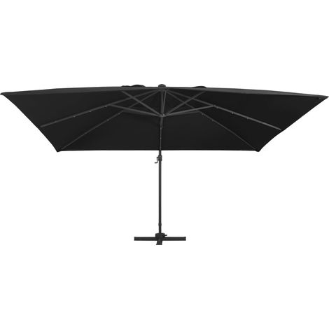 Parasol de jardin,Parasol déporté avec lumières LED Aluminium 400x300 cm noir CFW19733 (1/5)