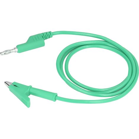 Fils de test avec pinces crocodile, connecteurs banane 4mm, câble flexible vert pour tests électriques, lot J.70035-1 (1/5)