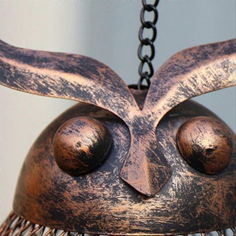 Mangeoire à oiseaux en forme de hibou suspendue en fer pour oiseaux sauvages (1/5)
