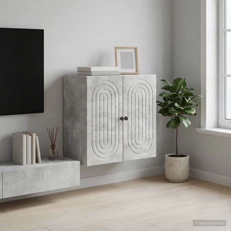 vidaXL Mobiletto a muro Grigio Cemento 59 x 31 x 60 cm (1/5)