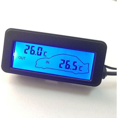 Thermomètre numérique 12v thermomètre de voiture rétro-éclairage mini compteur de température (1/3)