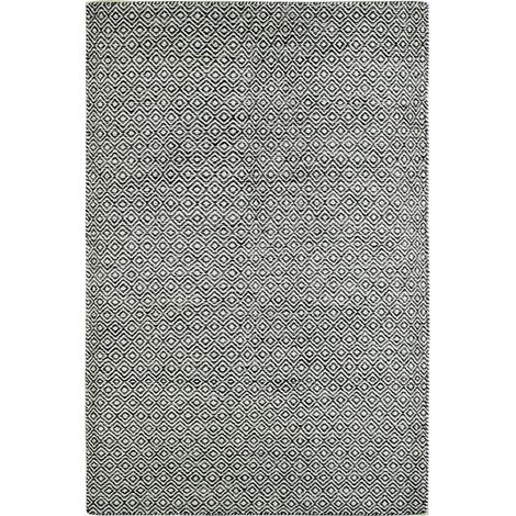 Tapis laine graphite tissé main motif géométrique - 170 x 120 cm (1/3)