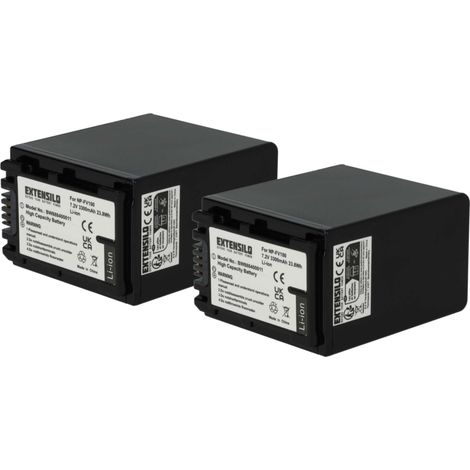 EXTENSILO 2x Akku kompatibel mit Sony DCR-SX50E, DCR-SX45R, DCR-SX53E, DCR-SX60E, DCR-SX63E, DCR-SX63, DCR-SX45S Kamera (3300 mAh, 7,4 V, Li-Ion) (1/5)