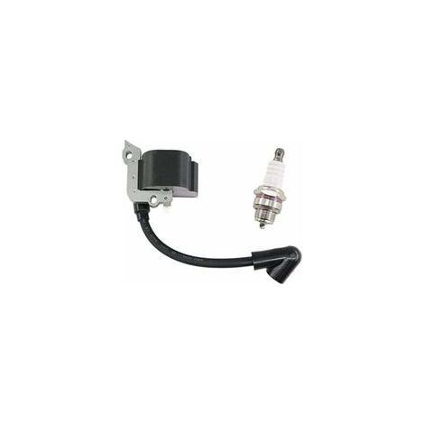 Bobine d'Allumage avec Bougie d'Allumage pour Tondeuses Stihl FS38, FS46, FS45, FS55, FC55, FC55Z, FC55-DZ, HL45, HL45Z, HS45, HS45Z, KM55, KM55RZ, KM55C, KM55R, Remplace le Numéro 4140 400 1308 (1/5)