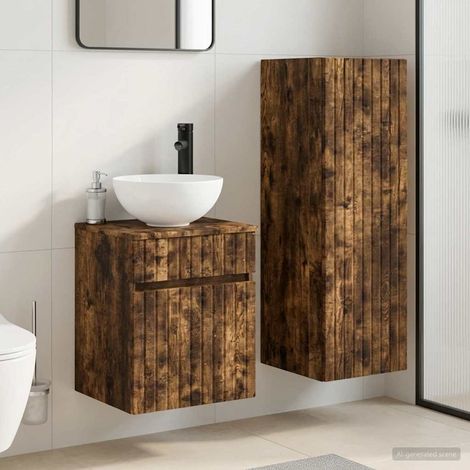 vidaXL Bathroom Furniture Set 2 pcs Smoked Oak 33 x 34.5 x 100 cm (1/5)