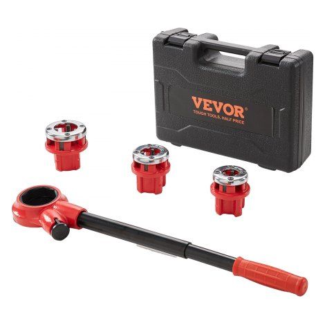 Gewindeschneidkluppe Set, 1/2 Zoll NPT, 3/4 Zoll NPT, 1 Zoll NPT, Gewindeschneider, Rohrschneider Set mit 3 NPT-Matrizen, Aufbewahrungskoffer für verzinkte Aluminium-, Eisen- & Kupferrohre (1/5)