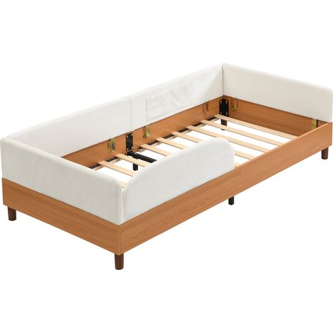 CAIziLit capitonné velours blanc 90x200cm enfant 2 poches mousse anti-choc (1/5)