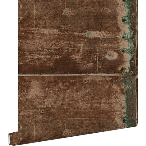 papier peint plaques métalliques brun rouille - ESTAhome
