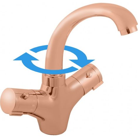 Mitigeur lavabo thermostatique en laiton rose gold poli (1/2)