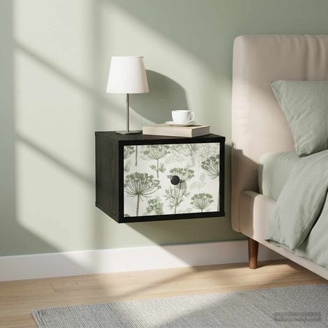 vidaXL Mesita de noche de pared GOTHA Roble Negro 36 x 33 x 25 cm (1/4)