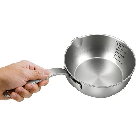 Chaufferette à Beurre en Acier Inoxydable, 400 ML, pour Chauffer Le Lait, Le Beurre, Les sauces, Le café, Le Chocolat, poêle à œufs, adaptée aux plaques à Induction et à gaz (1/5)