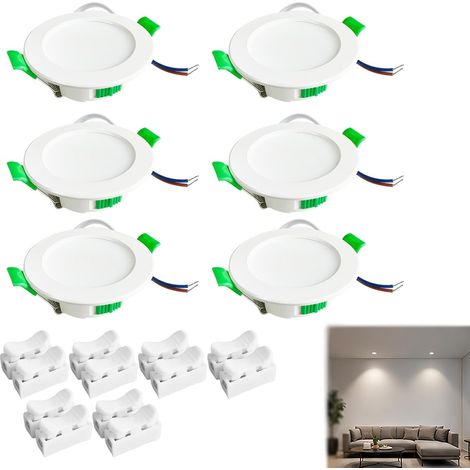 Foco LED empotrable ultrafino, 4W 340LM, orificio de 55-68 mm, temperatura de color ajustable (3000K 4500K 6000K), foco IP44 de alta calidad para baño y cocina, iluminación de bajo consumo y larga dur (1/5)
