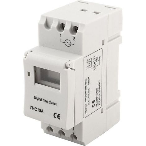 Commutateur Minuterie Numérique Programmable 20A 220-240V Rail DIN THC15A (1/4)