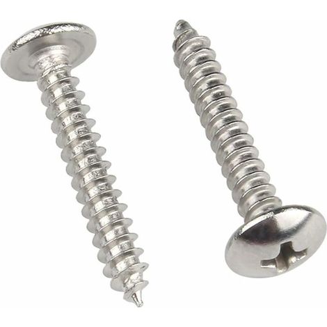 40Pcs Cruciformes Tête Ronde Vis à bois M4X16- Acier inoxydable 304 Bombée Champignon Tête de poêle Vis autotaraudeuses Métal Fixations (1/4)