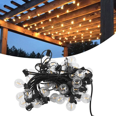 Guirlande lumineuse LED G40, guirlande lumineuse 50 LED, guirlande lumineuse LED 48 pieds, étanche pour l'extérieur, fête, jardin, cour, pelouse, clôture, mur, balcon, éclairage décoratif, norme europ (1/5)