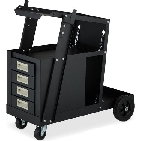 Chariot de soudage pratique avec rangement 70 x 38 x 71 cm pour outils et accessoires en acier noir (1/5)
