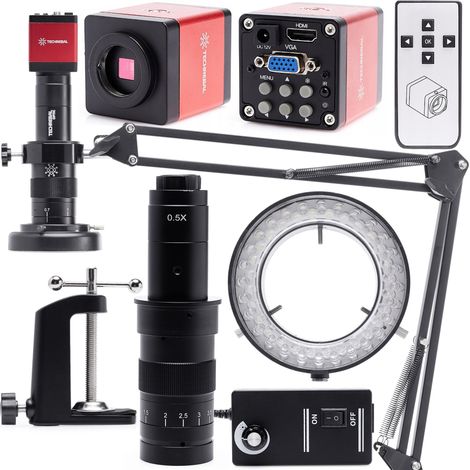 Microscope numérique solo 10A + éclairage réglable LED 60XLED + bras de 50 mm + caméra Red Lagoon (1/5)