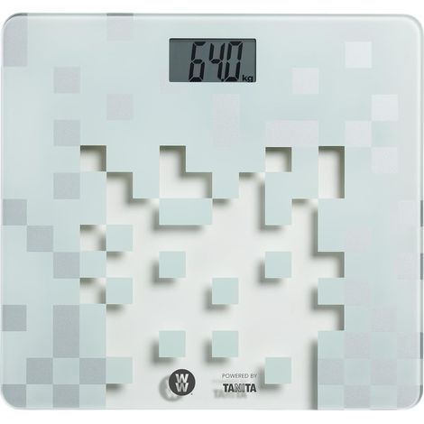 Pèse-personne numérique en verre, grand écran LCD, blanc pour salle de bain moderne (1/5)
