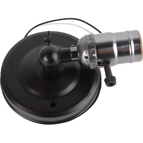 Vintage Lumière Support Décoration Murale Douille Lampe avec Twist Interrupteur pour Usage Domestique 220 V Culot E26 E27 Style Rétro pour Lampe Plafonnier Adaptateur Noir (1/5)