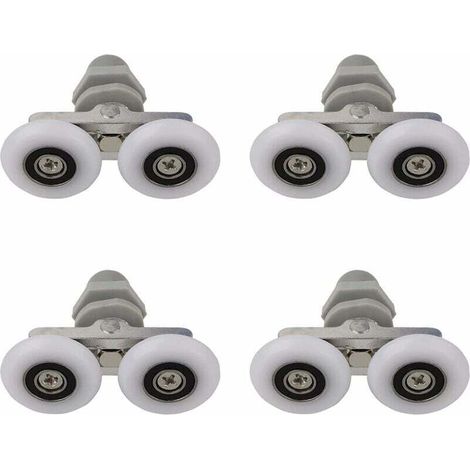 Roulettes Doubles pour Porte de Douche Roulettes pour Porte de Douche Roulettes Coulissantes Porte Salle de Bain Douche Rouleau de Douche de Rechange,Pièces de rechange pour salle de bain 19mm 4 P