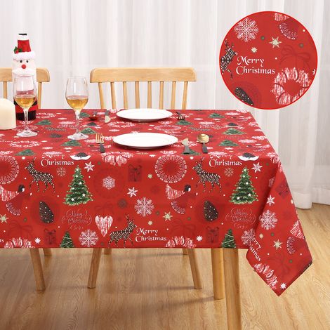 Tablecloth - Printed Canvas - Christmas Deer Design, 52"x79" - for Dining Table, Kitchen, Christmas Party (1/5)