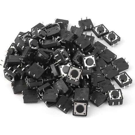 Lot de 100 mini-interrupteurs tactiles momentanés à bouton-poussoir (12 x 12 x 5 mm) (1/5)
