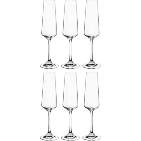 Lot de 6 verres à champagne à pied tiré lavables au lave-vaisselle 220 ml (1/5)