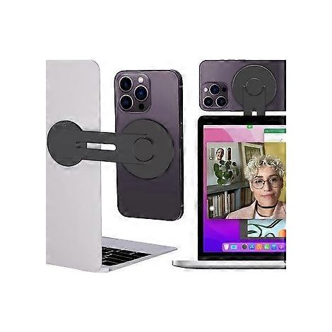 Magnetischer Laptopständer, MagSafe-kompatibel, mit verstellbarer Seitenverlängerung für iPhone 14, 13 und 12 – Schwarz (1/5)