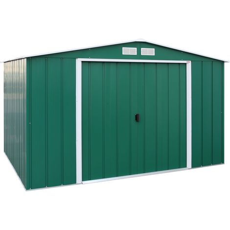Abri de Jardin en Métal Galvanisé à Chaud, Abri de Stockage d'Outils, Structure de Toit Renforcée, Abri en Métal Sans Entretien, Vert (1/5)