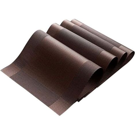 Lot de 4 sets de table en forme de tasse, dessous de verre isolant thermique, antidérapant, pour vaisselle (marron) (1/5)