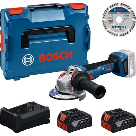 Bosch Professional Bosch Werkzeug-Set: Akku-Winkelschleifer GWS 18V-11 S + 2x GBA 5 Ah + GAL + Trennscheibe 125 in L-BOXX (1/2)