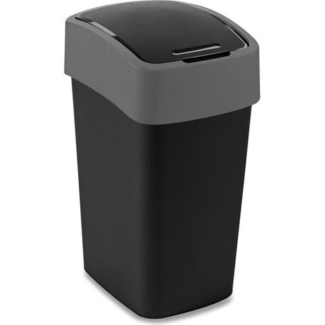 CURVER Pattumiera con coperchio basculante da 25 litri - Pattumiera ribaltabile - Per cucina, ufficio, bagno - 26 x 34 x 47 cm - Grigio / Nero