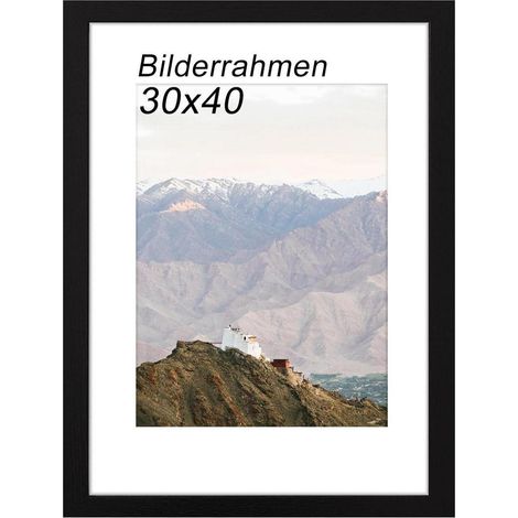 Bilderrahmen Holz 30x40 cm Passepartout Schwarz 1x [30x40 cm] (1/5)