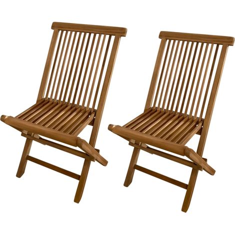 Axi Mina Ensemble De 2 Chaises De Jardin Pliantes En Bois De Teck Assises Pour Terrasse / Balcon / Extérieur 59 X 46 X 89 Cm (1/5)
