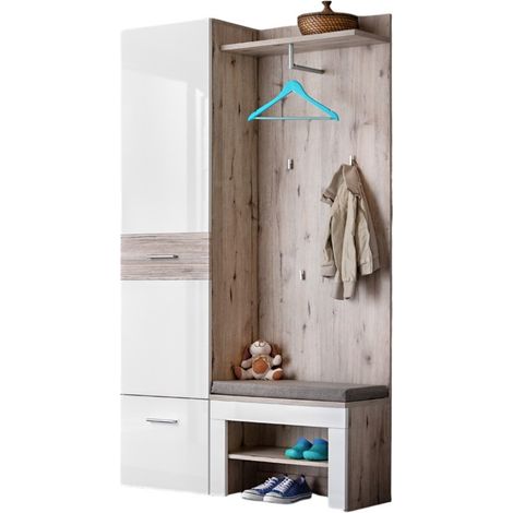Mueble de entrada de diseño para tu entrada colección ONYX color roble y blanco