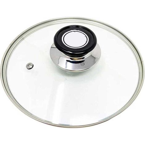 Coperchio in Vetro temperato per pentole padelle con Foro Vapore  Ø 24 cm  Bordo Acciaio (1/2)