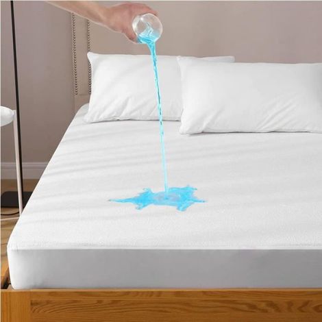 Protège Matelas - - 180 x 200 cm - Imperméable - Respirant - Coton Naturel (1/3)