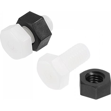 sourcing map Lot de 10 vis à tête hexagonale en nylon M8x15mm, boulon hexagonal noir et blanc (1/5)