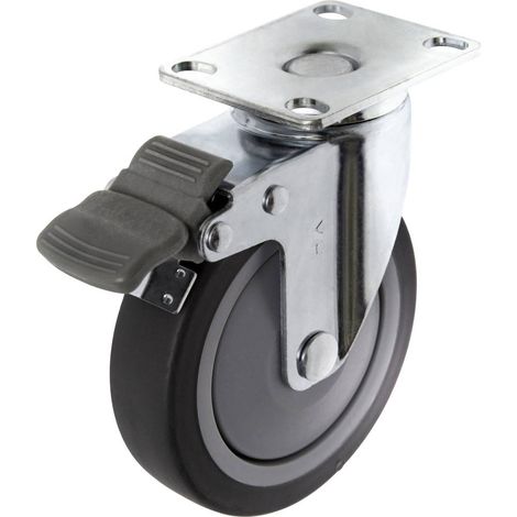 TOOLCRAFT TO-5137920 Ruota orientabile con freno di stazionamento e piastra avvitabile 100 mm TPR Capacità di carico (m (1/3)