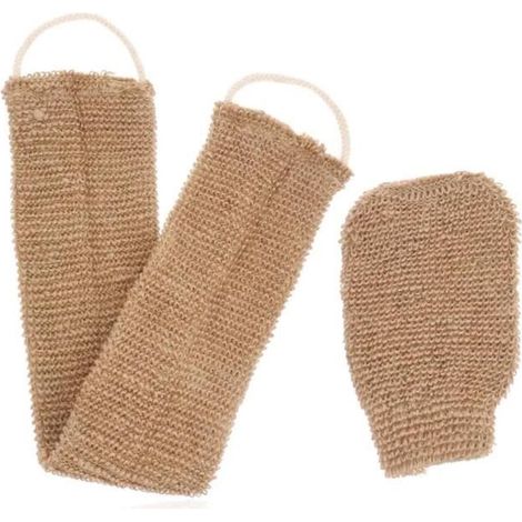 2 PCS Gants exfoliants pour Le Corps Bande Dos Exfoliante en Chanvre Naturel Gant en Soie exfoliant Sangle Lave Dos exfoliante (1/4)