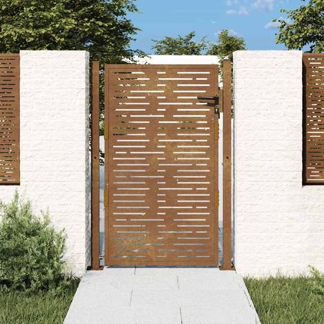 Vidaxl – Portail de jardin en acier corten 100x125 cm – Design carré – Anti-corrosif – Système verrouillable – Installation facile
