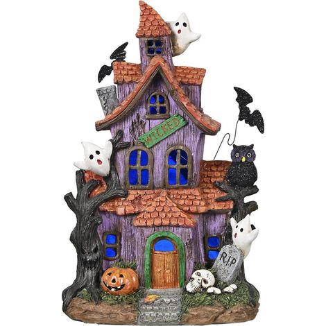 Halloween Dekoration LED Kunstharz Figuren Hausstatuen 29.5cm (1/5)