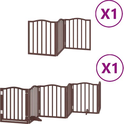 Barrière pour chien porte pliable 9 panneaux bois de peuplier (1/5)
